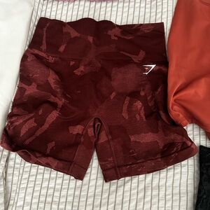 Gymshark Maroon Patterned Athletic Shorts